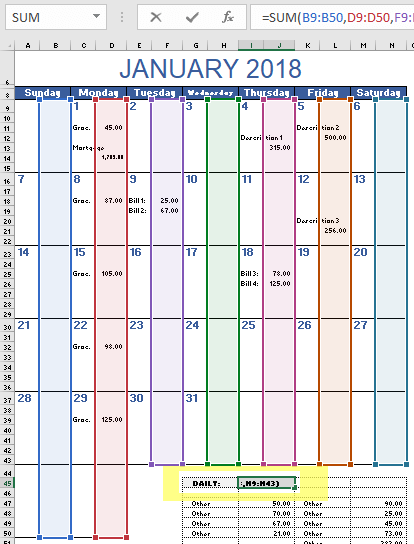 Monthly Budget Calendar Template