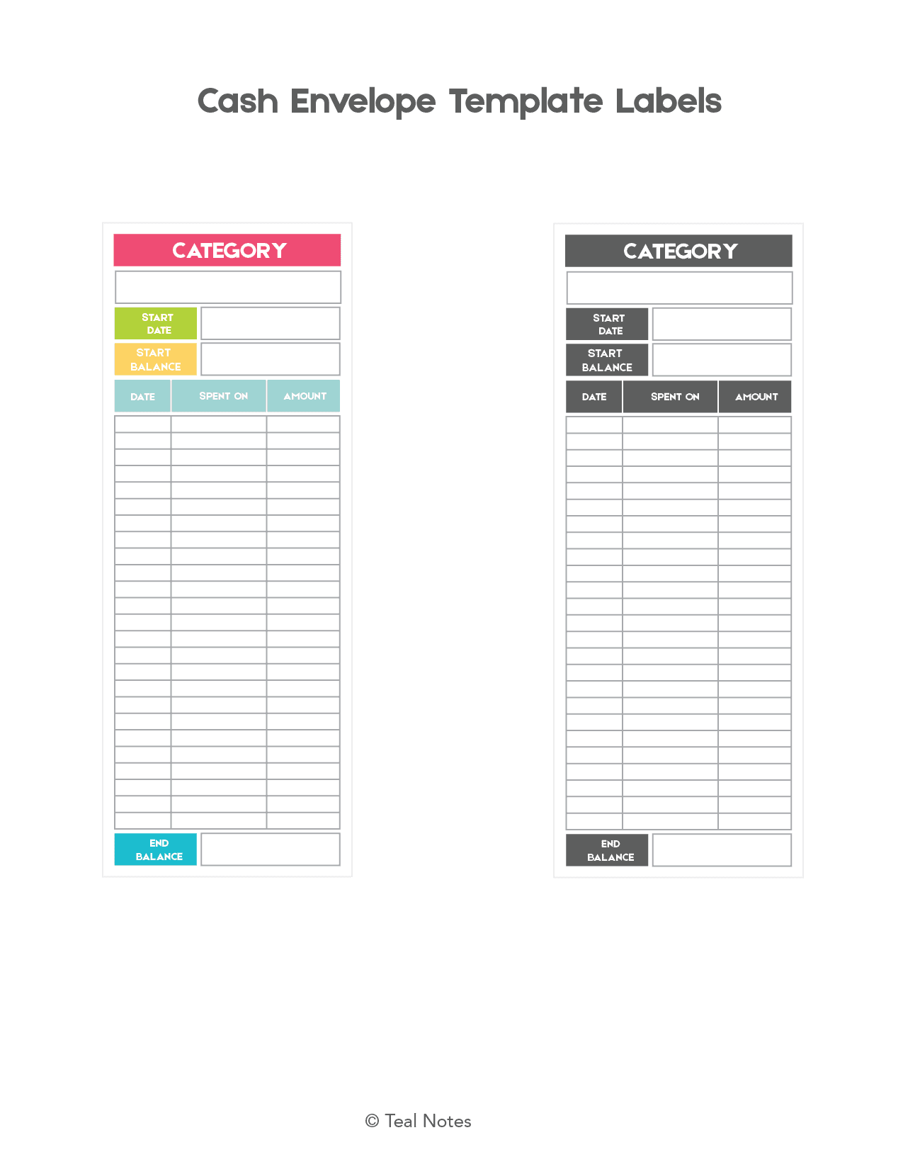 free printable budget envelope