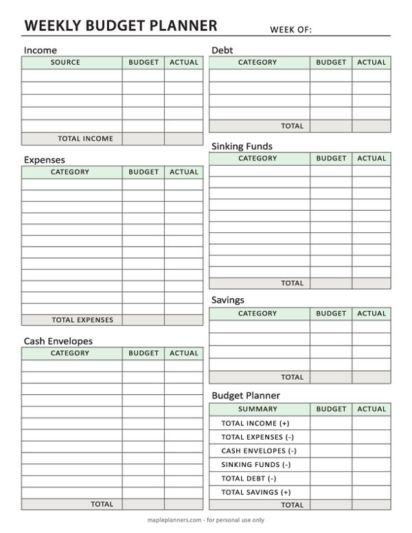 free printable budget planner spreadsheet