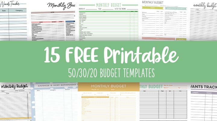 50/30/20 Budget Templates - 15 FREE Printables | Printabulls