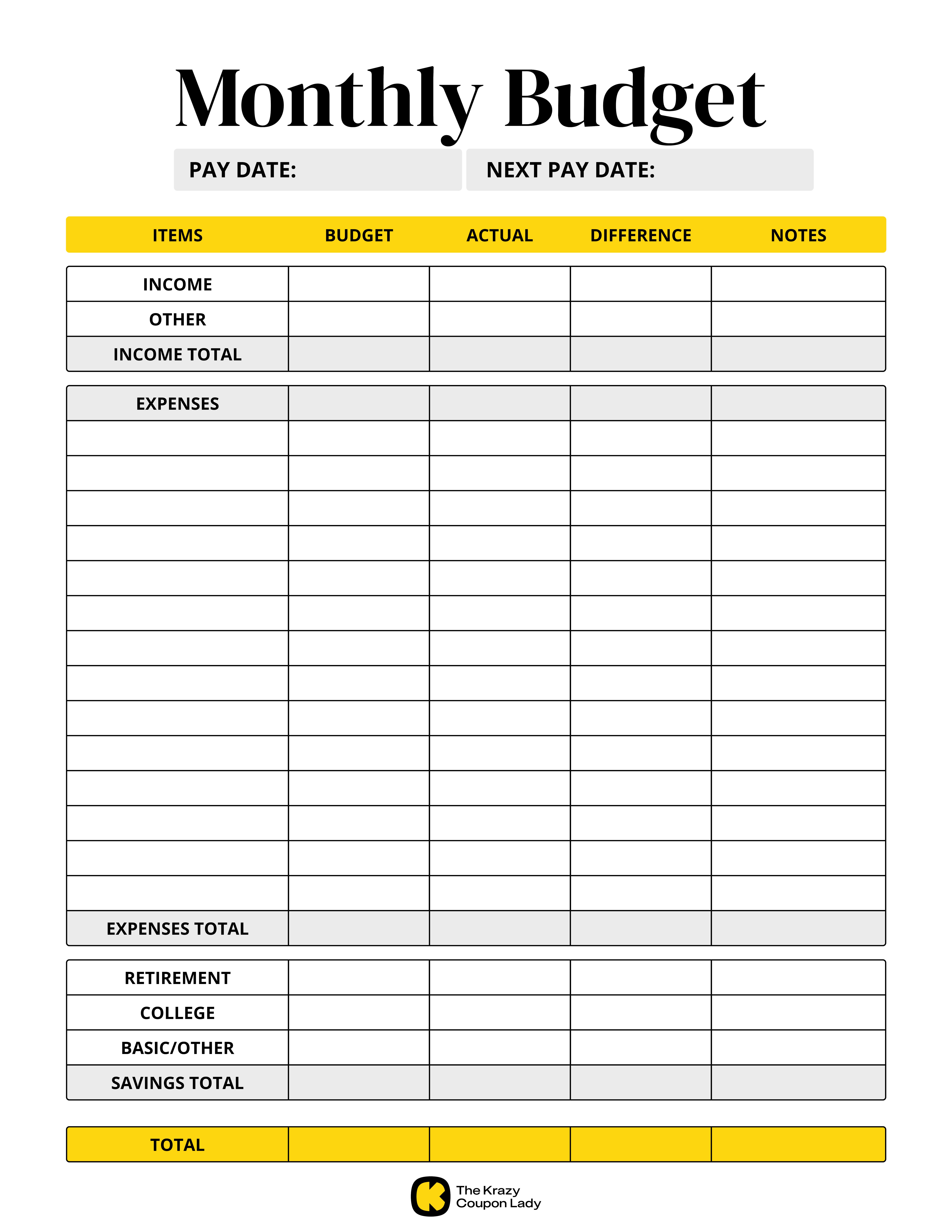 16 Free Budget Printables: Save More Money With a Budget - The ...