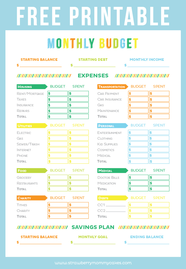 free printable budget worksheet template