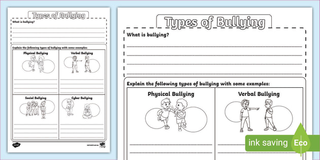 free printable bullying worksheet