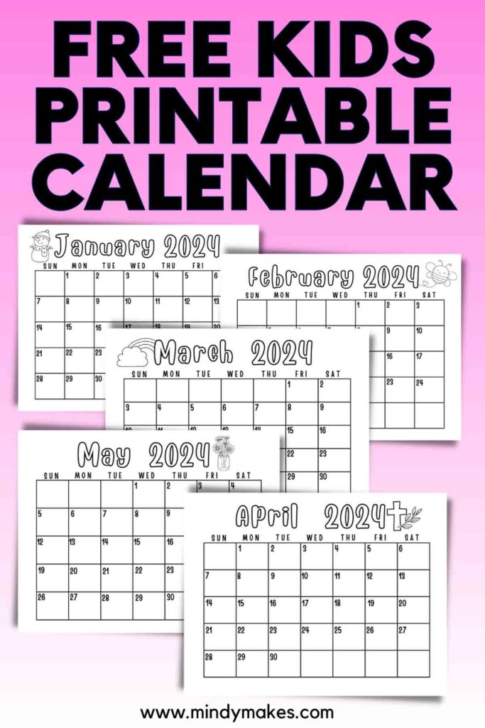 free printable calendar for kindergarten