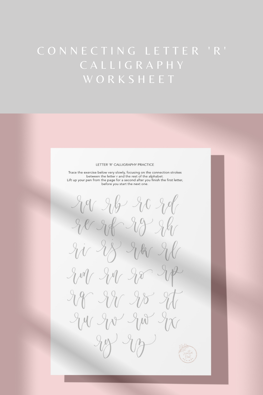 Letter R Calligraphy Practice - PRINT YOUR FREE WORKSHEET - Modern ...