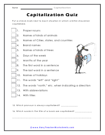 free printable capitalization worksheet