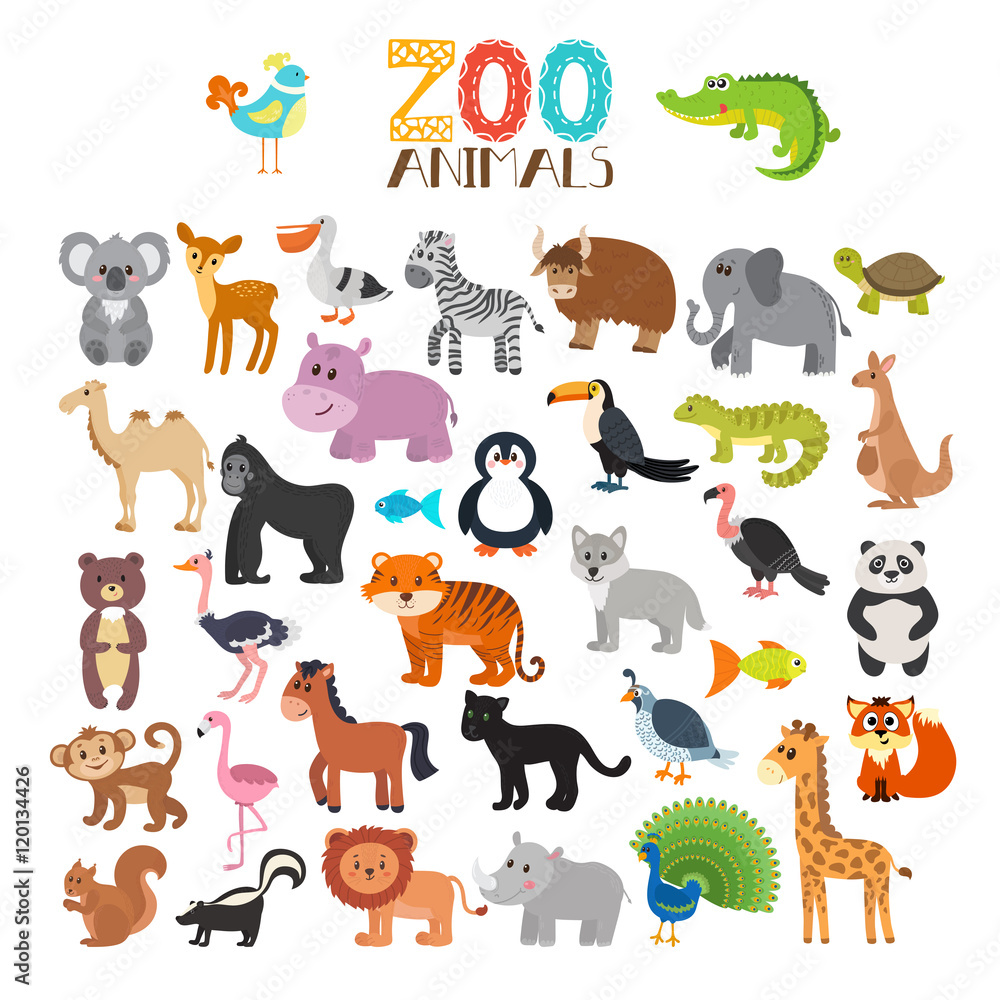 free printable cartoon zoo animals