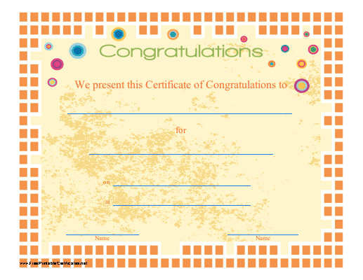 Congratulations Certificate Printable Certificate