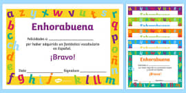free printable certificates in spanish