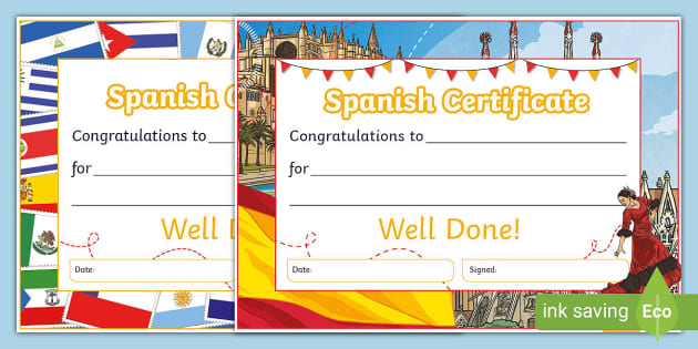 free printable certificates in spanish