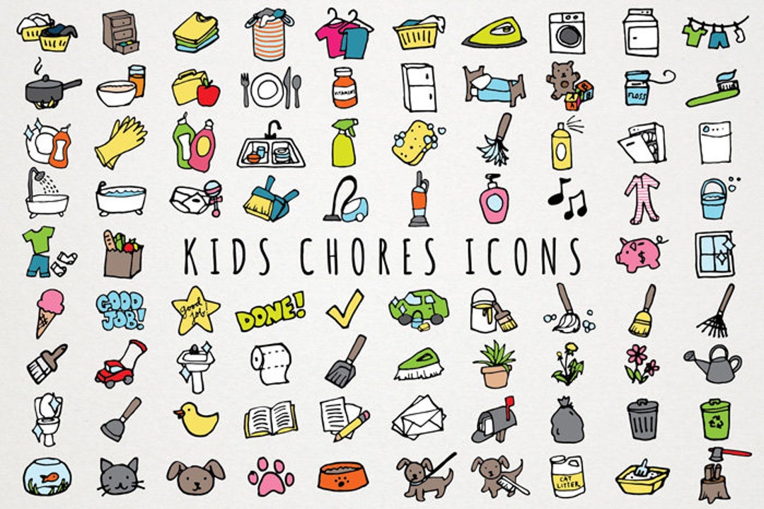 Kids Chores Icons Set Daily Tasks, Organizer Clipart, Chore Chart Clipart,  Hand Drawn Clipart, Printable Stickers, Toddler Chores   Sweden