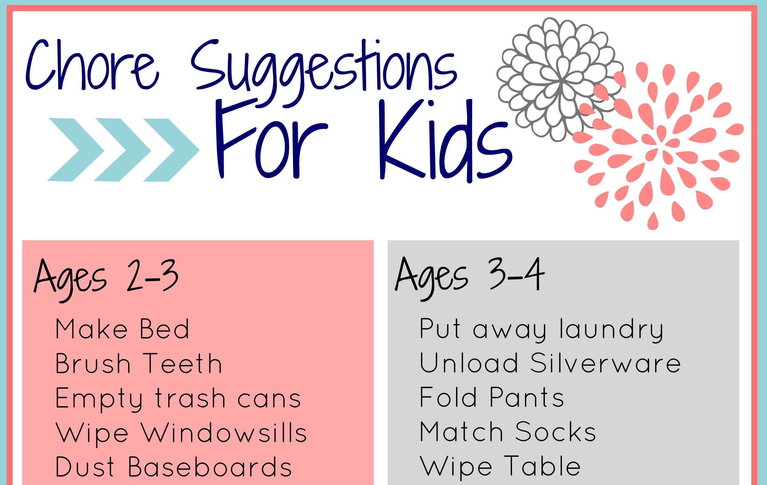 FREE printable Chore Charts for Kids - The Little Years