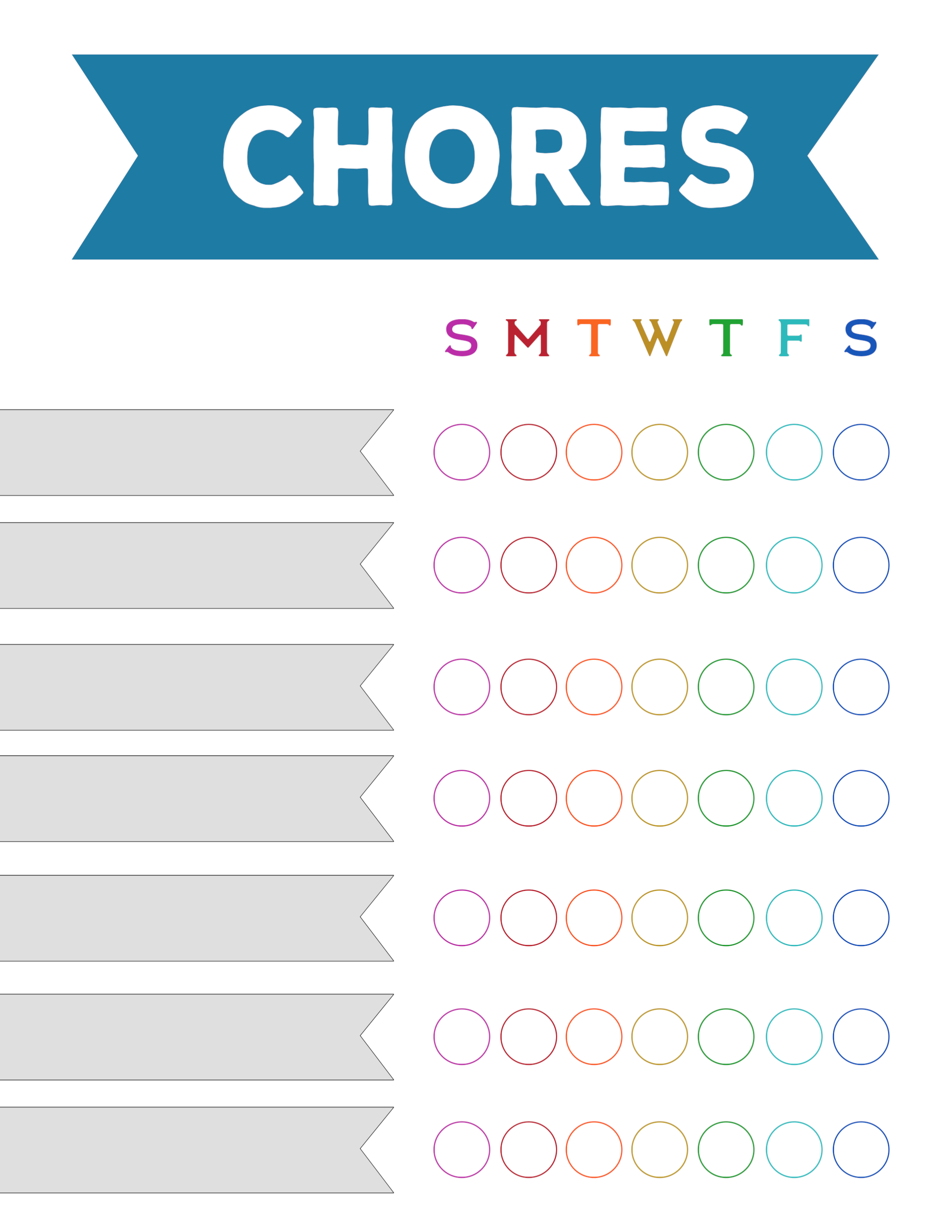 Free Printable Weekly Chore Charts - Paper Trail Design