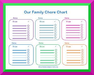 free printable chore charts blank