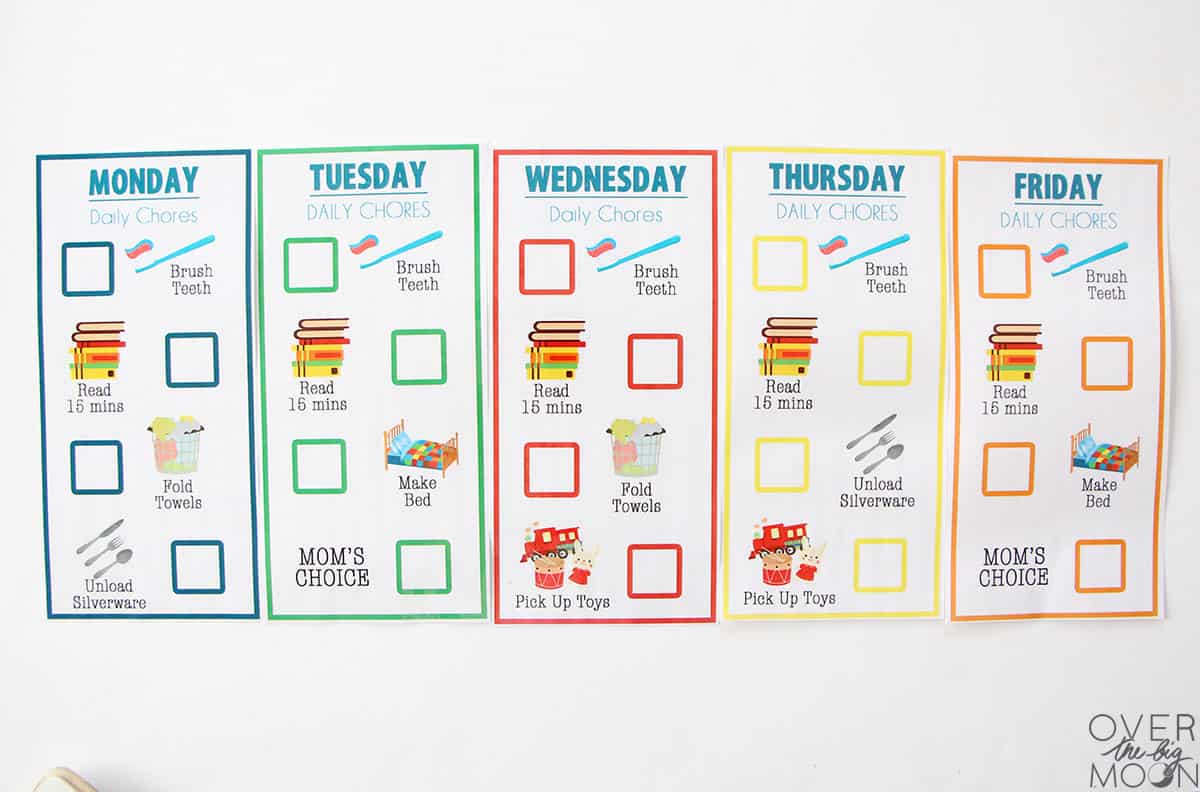 free printable chore charts for preschoolers