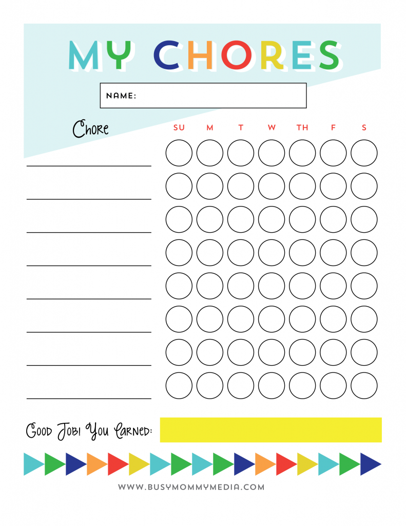 free printable chore charts for preschoolers