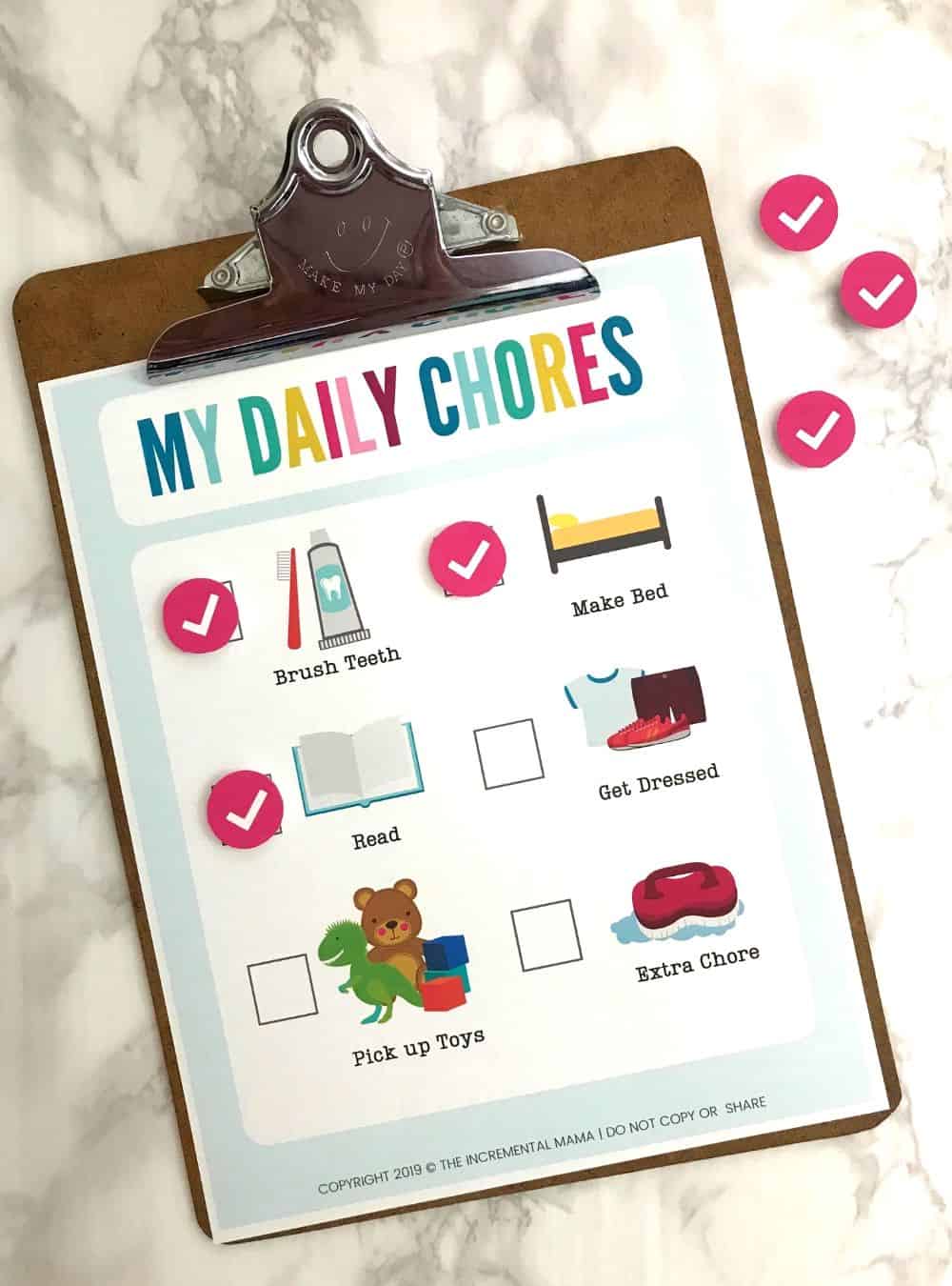 free printable chore charts for preschoolers