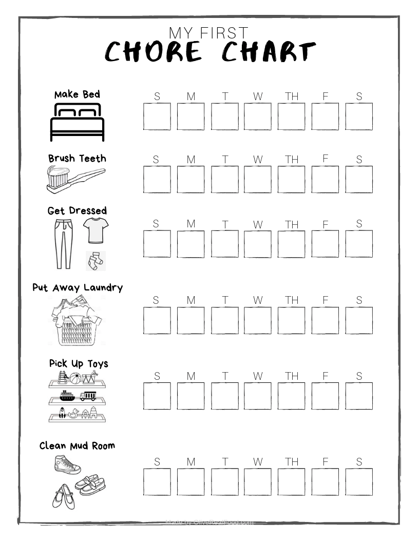 free printable chore charts for preschoolers