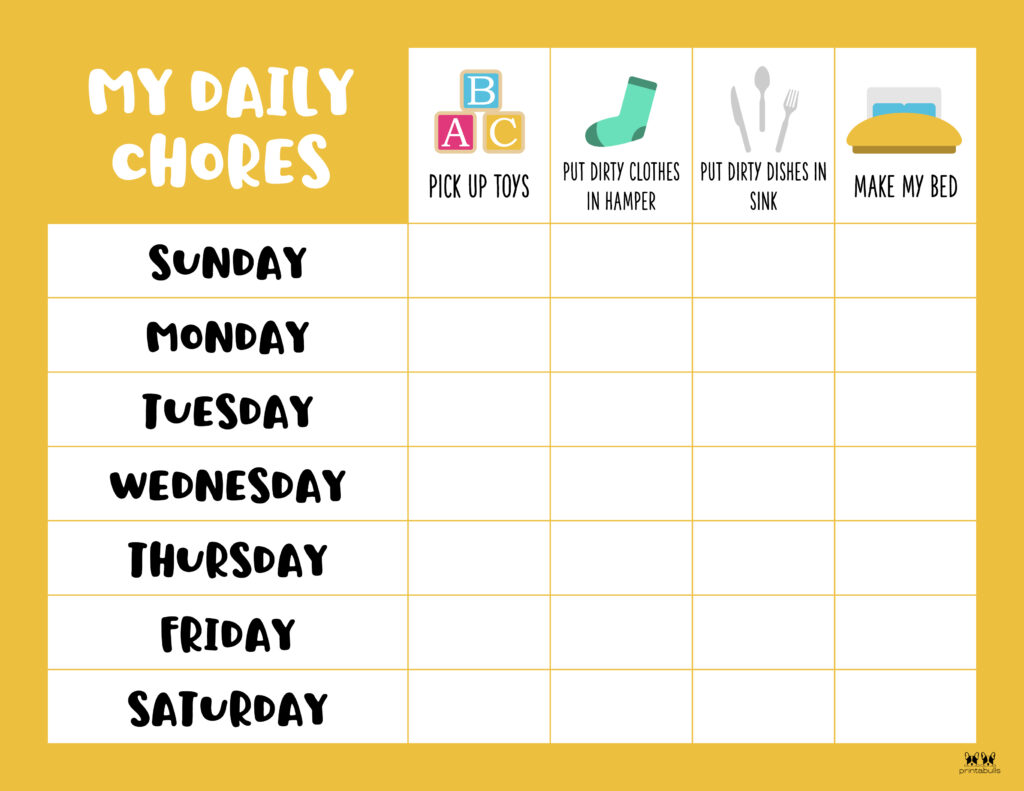 free printable chore charts for preschoolers