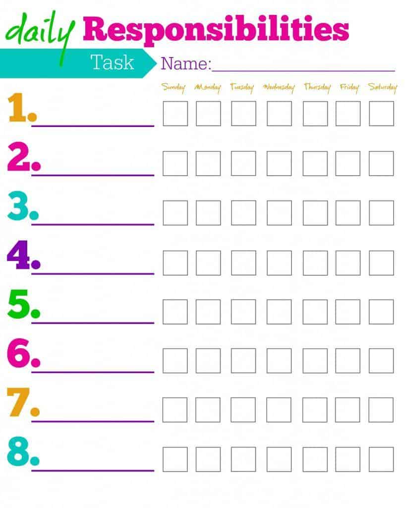 15 Free Chore Chart Printables for Kids - The Incremental Mama