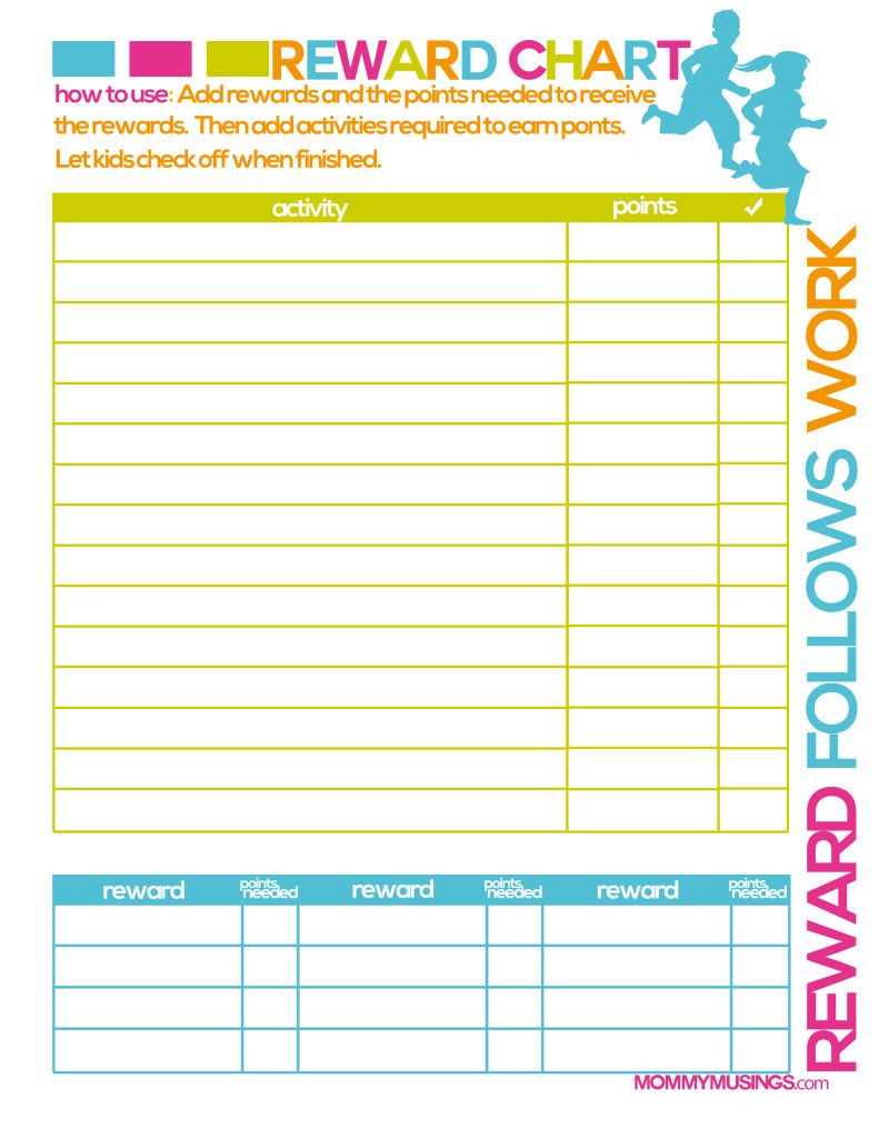 free printable chore reward charts