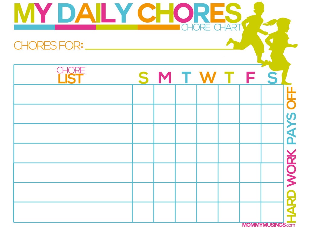 free printable chore reward charts