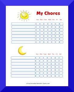 free printable chore reward charts
