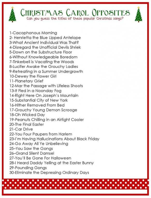 free printable christmas carols