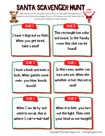 free printable christmas scavenger hunt ideas