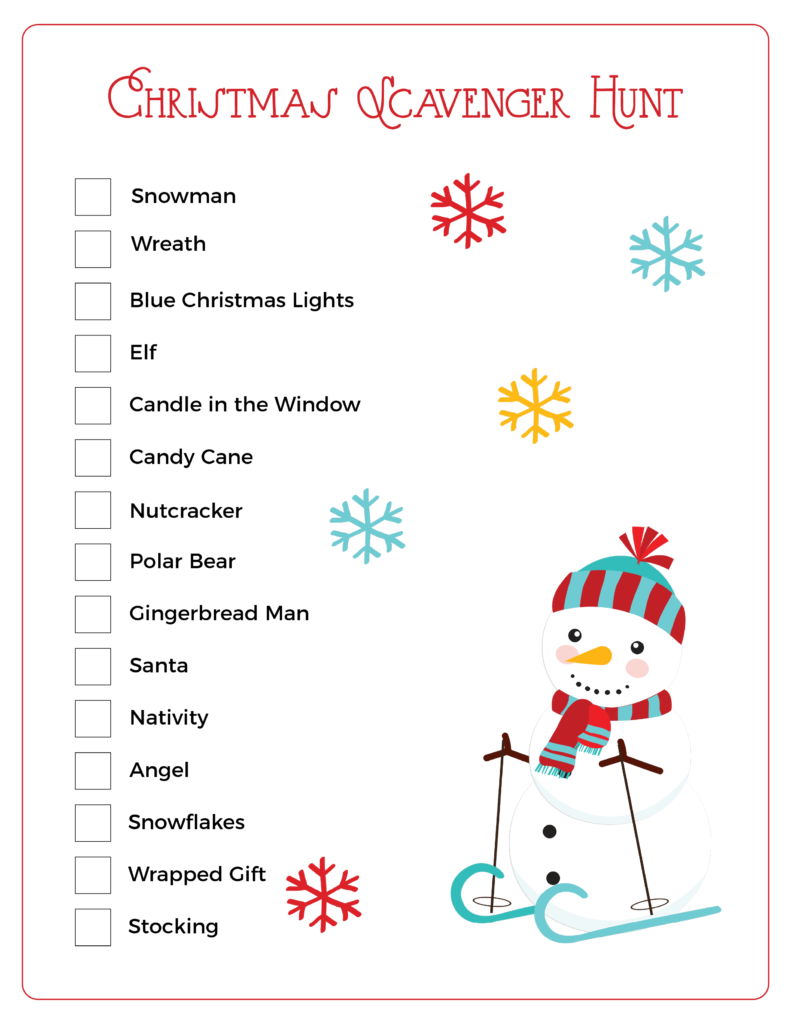 free printable christmas scavenger hunt ideas