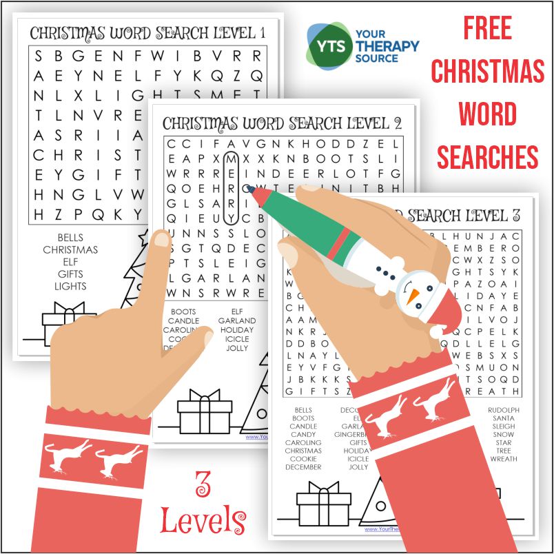 free printable christmas word search worksheet