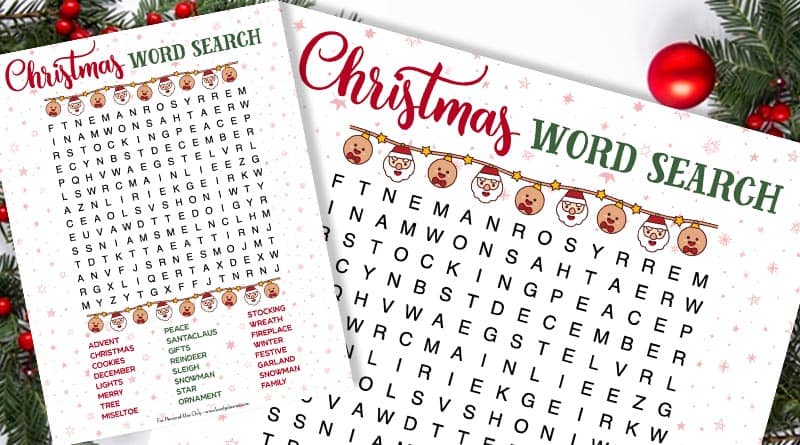 free printable christmas word search worksheet