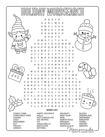 Best Free Printable Christmas Word Search Puzzles for Kids
