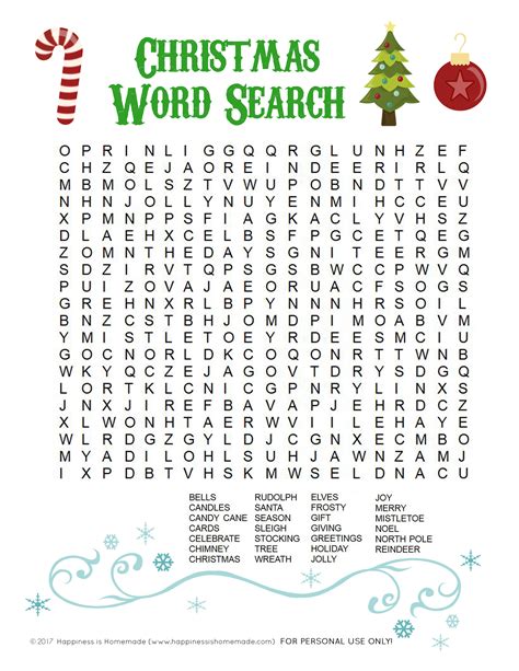 free printable christmas word search