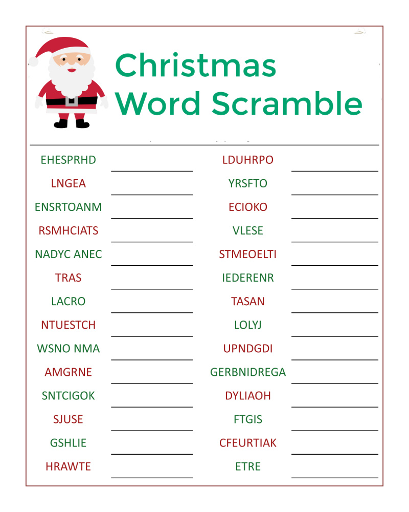 Santas Christmas Word Scramble Activity Page - Mama Likes This