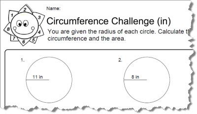free printable circumference worksheet