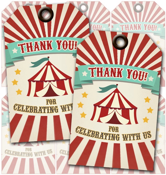 free printable circus thank you tags