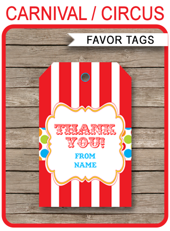 free printable circus thank you tags