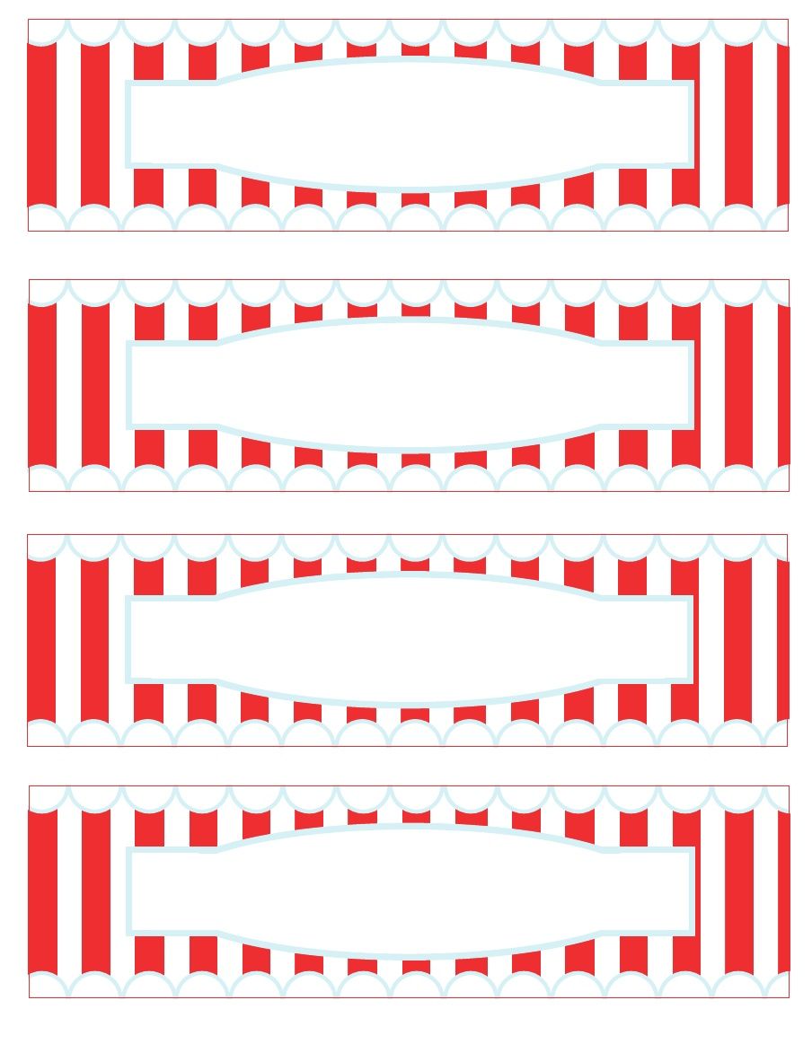 free printable circus water bottle labels