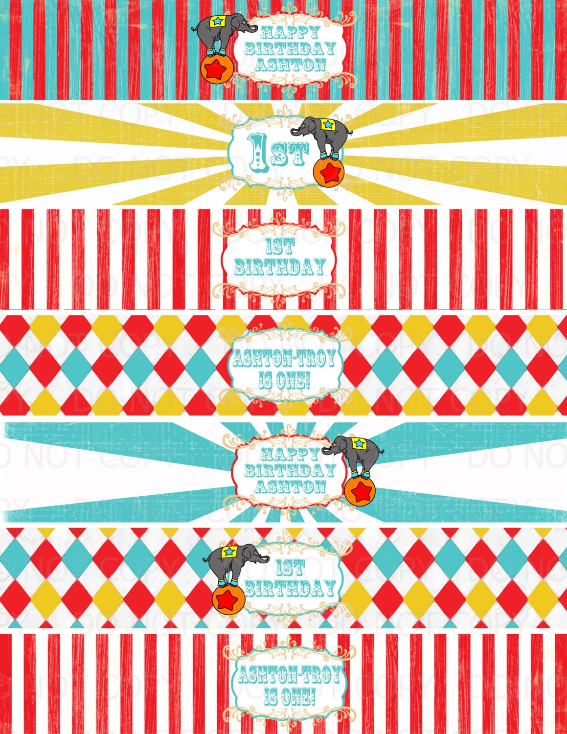 Printable DIY Vintage Circus or Carnival Theme Water Bottle Labels ...