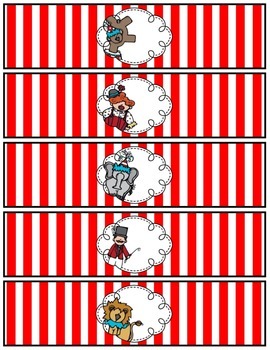free printable circus water bottle labels