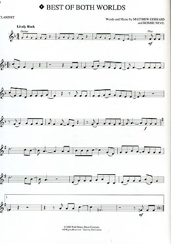 free printable clarinet sheet music disney