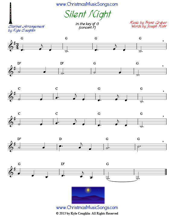 free printable clarinet sheet music silent night
