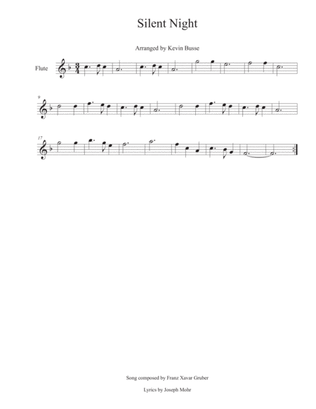 Silent Night (Easy key of C) Flute - Flute Solo - Digital Sheet ...