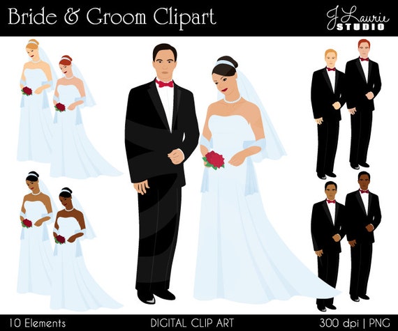 Wedding Digital Clipart-bride and Groom-printable Wedding ...