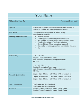 free printable cna resume