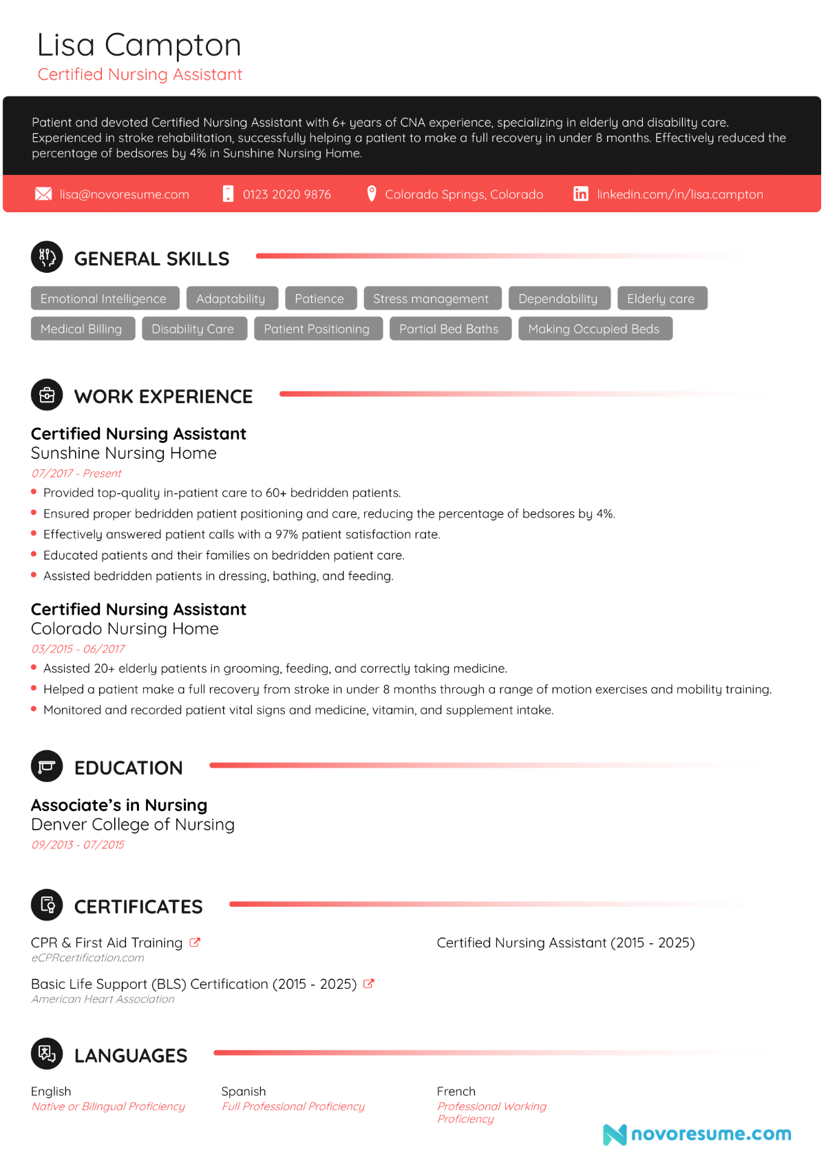 free printable cna resume