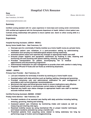 free printable cna resume