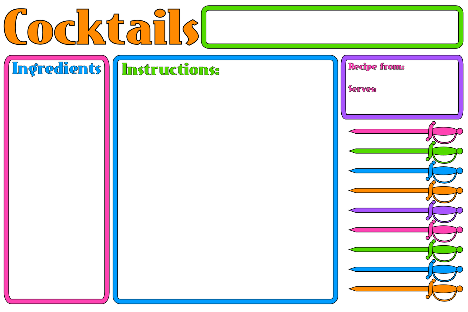 free printable cocktail recipe cards