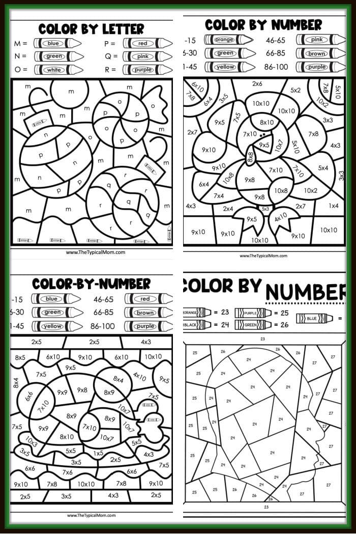 free printable color by number worksheet
